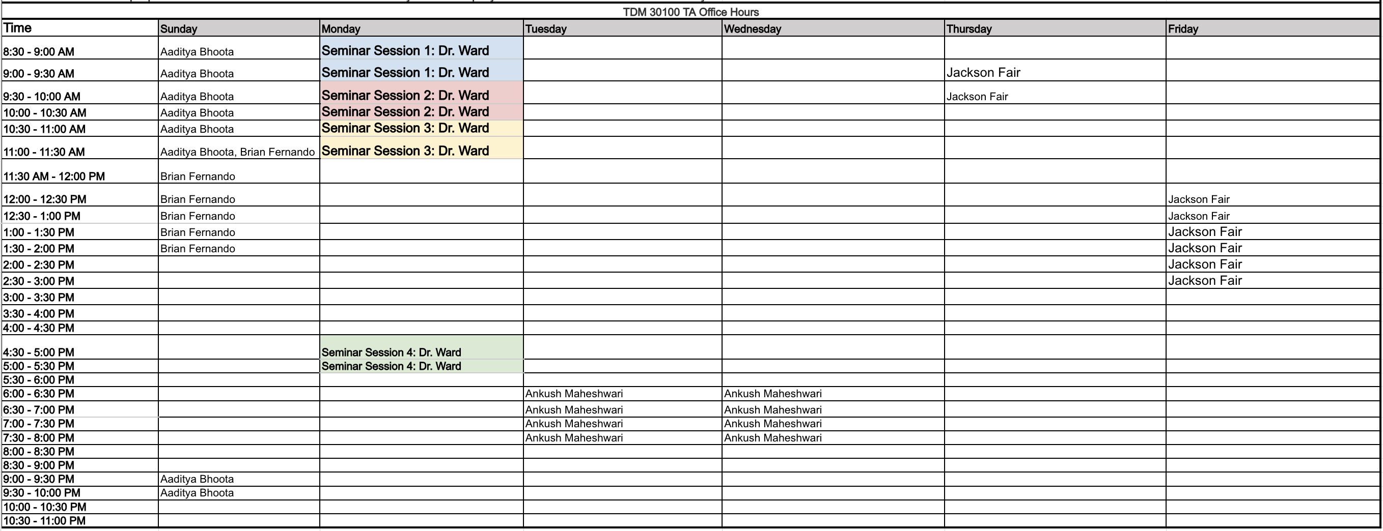 TDM 301 Office Hours